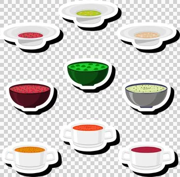 Illustration on theme big set various types beautiful tasty edible hot home.. Stockillustratie