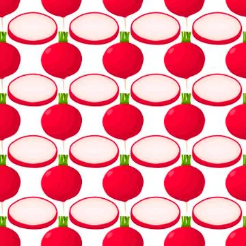 Illustration on theme of bright pattern red radish Stock Illustration