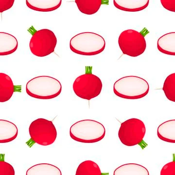 Illustration on theme of bright pattern red radish Stock Illustration