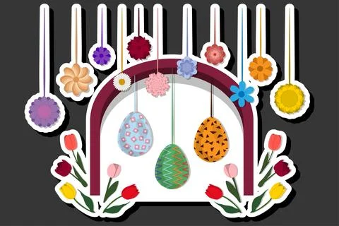 Illustration on theme celebration holiday Easter with hunt colorful bright .. Stock Illustration