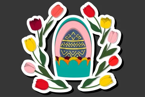 Illustration on theme celebration holiday Easter with hunt colorful bright .. Stock Illustration