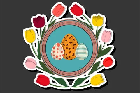 Illustration on theme celebration holiday Easter with hunt colorful bright .. Stock Illustration