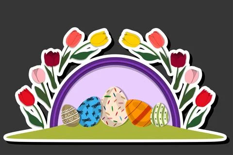 Illustration on theme celebration holiday Easter with hunt colorful bright .. Stock Illustration