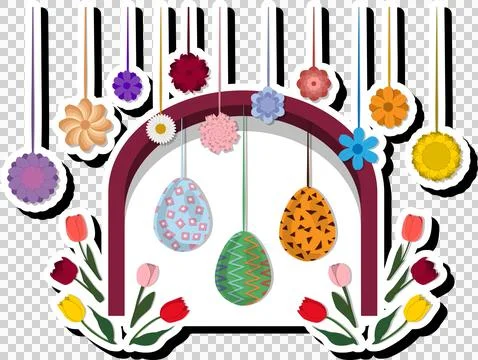 Illustration on theme celebration holiday Easter with hunt colorful bright .. Stock Illustration
