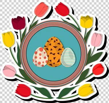 Illustration on theme celebration holiday Easter with hunt colorful bright .. Stock Illustration