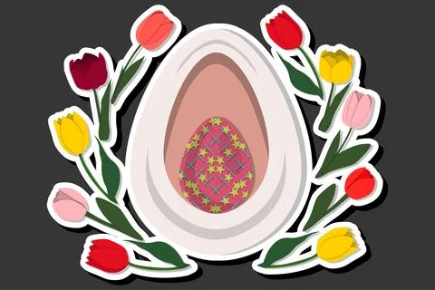 Illustration on theme celebration holiday Easter with hunt colorful bright .. Stock Illustration