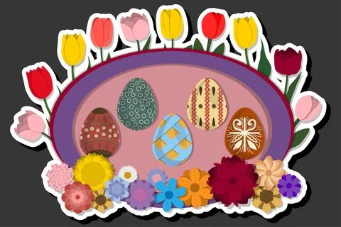Illustration on theme celebration holiday Easter with hunt colorful bright .. Stock Illustration