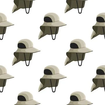 Illustration on theme colored pattern fishing hats Stock Illustration