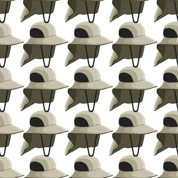Illustration on theme colored pattern fishing hats Stock Illustration