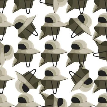 Illustration on theme colored pattern fishing hats Stock Illustration