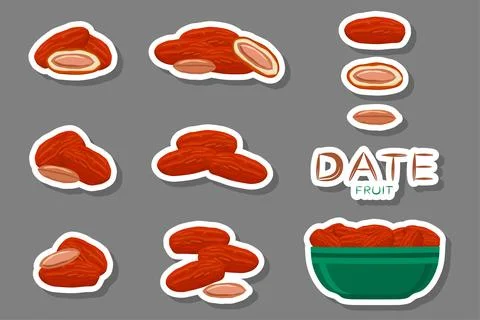 Illustration on theme different types of date fruit for healthy life Stock Illustration