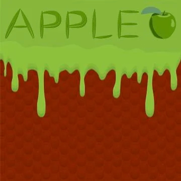 Illustration on theme falling runny apples drip at sugary waffle cookie Stock Illustration