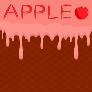 Illustration on theme falling runny apples drip at sugary waffle cookie Stock Illustration