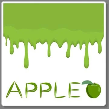 Illustration on theme falling runny apples drip at sugary cow milk Stock Illustration
