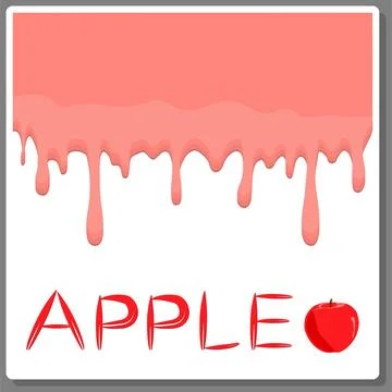 Illustration on theme falling runny apples drip at sugary cow milk Illustrazione stock