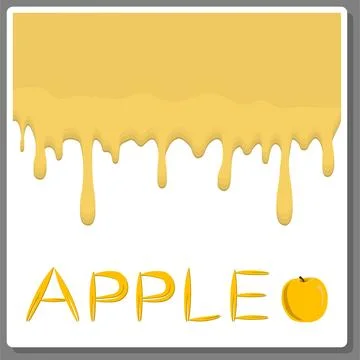 Illustration on theme falling runny apples drip at sugary cow milk 스톡 일러스트