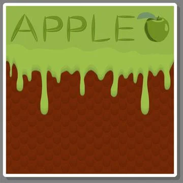 Illustration on theme falling runny apples drip at sugary waffle cookie Stock Illustration