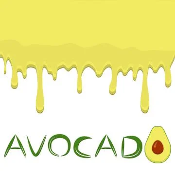 Illustration on theme falling runny avocado drip at sugary cow milk Stock Illustration