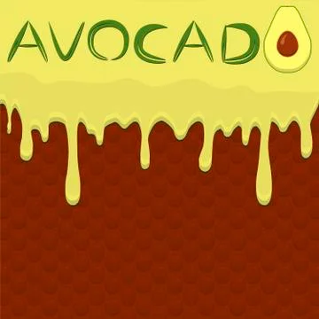 Illustration on theme falling runny avocado drip at sugary waffle cookie Stock Illustration