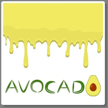 Illustration on theme falling runny avocado drip at sugary cow milk Stock Illustration