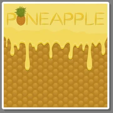 Illustration on theme falling runny pineapple drip at sugary waffle cookie Stock Illustration