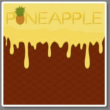 Illustration on theme falling runny pineapple drip at sugary waffle cookie 库存插图