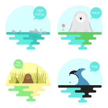 Illustration on the theme of global warming and of pollution of the ocean Stock Illustration