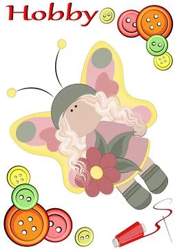 Illustration on the theme of hobbies - needlework, sewing. Stock Illustration