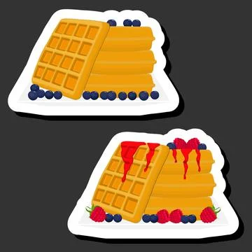 Illustration on theme ice cream on waffle with cell, dessert appetizing cooki Stock Illustration