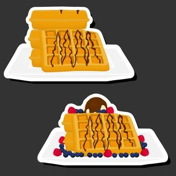 Illustration on theme ice cream on waffle with cell, dessert appetizing cooki Stock Illustration