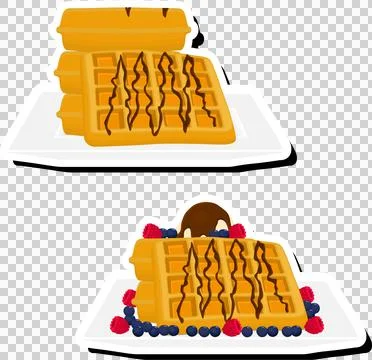 Illustration on theme ice cream on waffle with cell, dessert appetizing cooki Stock Illustration