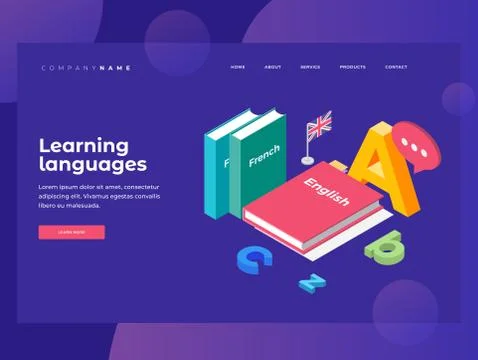 Illustration on theme of learning and teaching of foreign languages. Stock Illustration