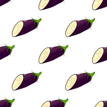 Illustration on theme of pattern eggplant, vegetable aubergine for seal Stock Illustration
