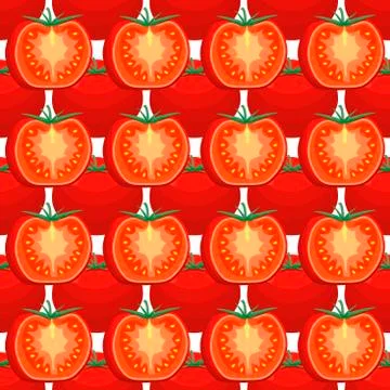 Illustration on theme of pattern red tomato, vegetable ketchup for seal Stock Illustration
