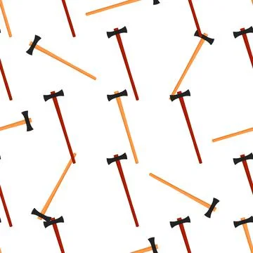 Illustration on theme pattern steel axes with wooden handle Stock Illustration