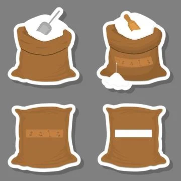 Illustration on theme set different types sacks filled powder salt Stock Illustration