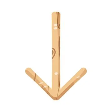 Illustration of thin arrow down with wooden texture 스톡 일러스트