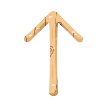 Illustration of  thin arrow up with wooden texture 스톡 일러스트