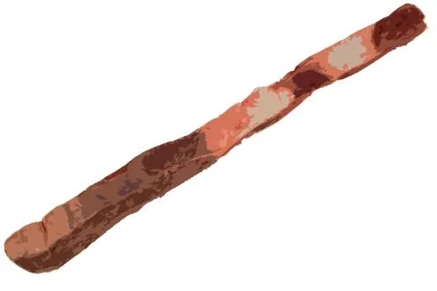 Illustration of thin cut strip of raw Beef's rib on white background Stock Illustration