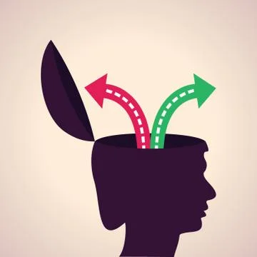Illustration of thinking concept-Choose right or wrong path Stock Illustration