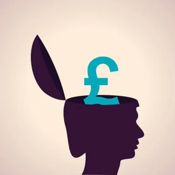 Illustration of thinking concept-Human head with pound symbol Illustrazione stock
