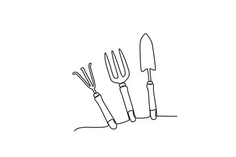 Illustration of three mini garden tools Stock Illustration