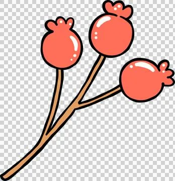 Illustration of Three Red Berries Fall Stock Illustration