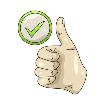 Illustration of thumbs up with a checkmark Stock Illustration