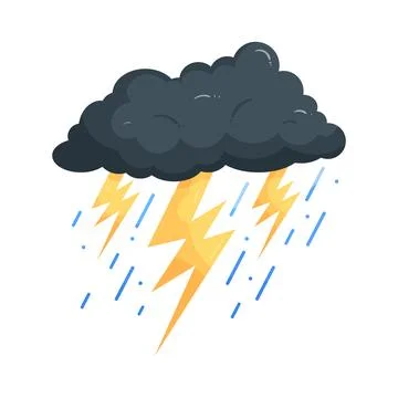 Illustration of thunderstorm with rain and lightning Stock Illustration