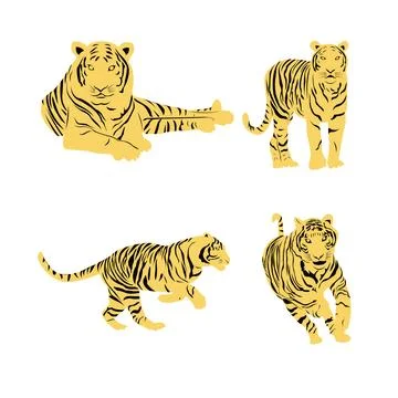 Illustration of tiger vector design on a white background 스톡 일러스트