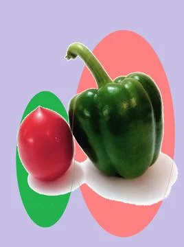 Illustration of a tile template with vegetables on a background of geometric Stock Illustration