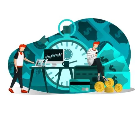Illustration of time is money. Vector flat illustration of concepts Stock Illustration