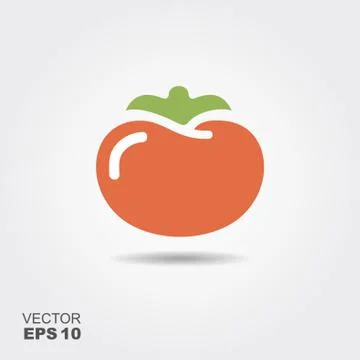 Illustration of tomato flat icon with shadow Stock Illustration