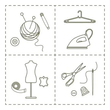 Illustration with tools and accessories for sewing Stock Illustration
